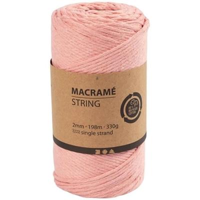 Kordel für Makramee - 2 mm - 198 m - Geflochten - Rosa