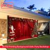 2D Christmas Red Curtain Backdrop Santa & Tree Party Photography Background