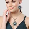 Topaz Blue Pendant Sky Earrings Set  Sterling Jewelry  Ring Earring