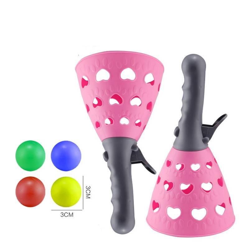 Kids Indoor Elastic Throw And Catch Ball Set Plastic Material Parent-child Interactive Sensory Training Outdoor Toy Blue-pink