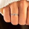 Huitan Chic Knot Design Finger Rings for Women Simple Stylish Daily Wear Female Rings Fashion Versatile Silver Color