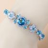 925 Sterling Silver Charm Bracelet Bangle Blue Cubic Zirconia 6-Colors Wedding Jewelry Adjustable Length 18+3CM