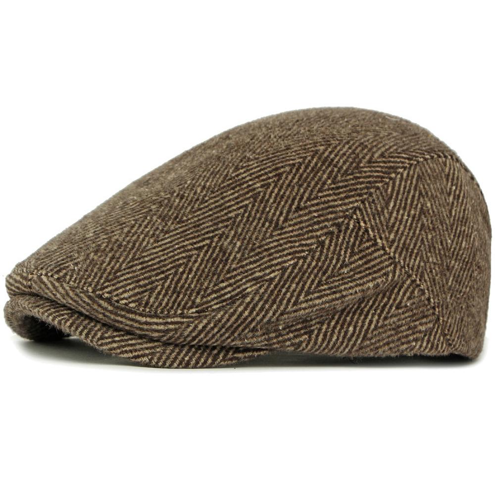 HT4841 Mens Berets Women Autumn Winter Hat Striped Artist Painter Beret Hat Adjustable Ivy Flat Cap Male Female Wool Beret Caps