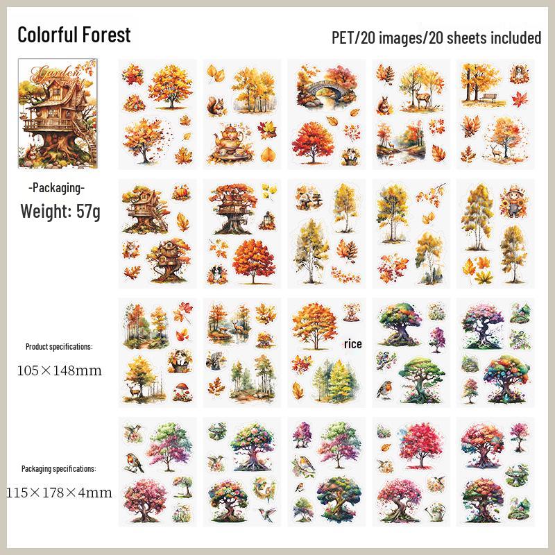 Wonderful Day PET Sticker Book: Secret Garden Series for Retro Journal DIY (20 Sheets)