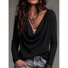 Womens Loose Fit Knit Sweater V-neck Long Sleeve Casual Top Versatile Basic Inner Wear 2026
