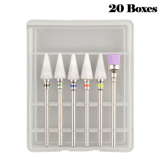 

20 коробок фрезы для маникюрного набора, сверла для ногтей, аксессуары для маникюрных машин, фрезы для снятия гель-лака