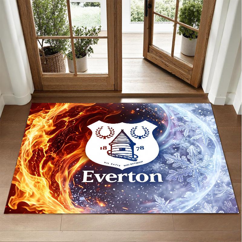 Everton Football Design Crystal Velvet Rug Soft Decorative Mat for Bedroom Entrance