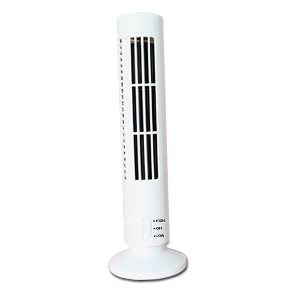 USB Tower Fan 2 Speeds Powerful Wind Oscillating Bladeless Cooling Fan for Office Desk Home White