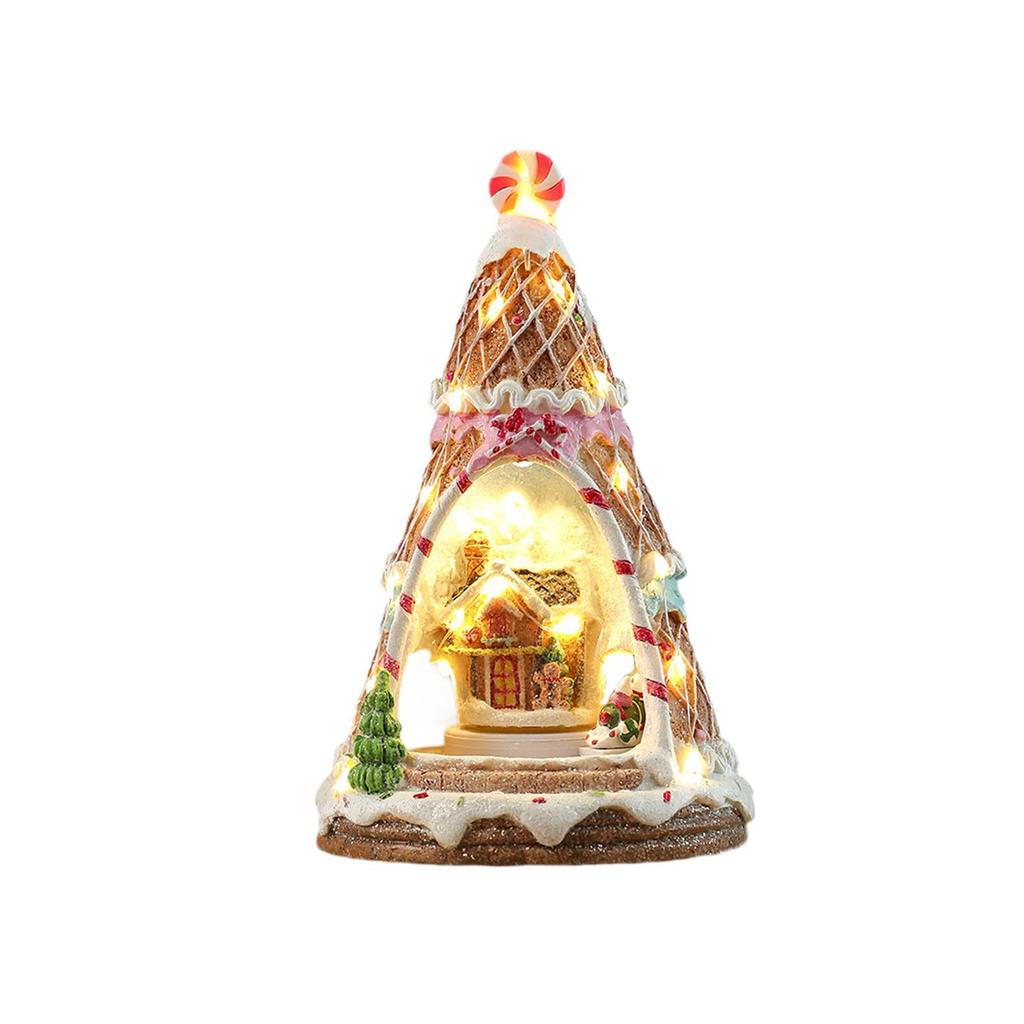 Christmas Music Box Xmas Present Decor Lighted for Tabletop Holiday Home