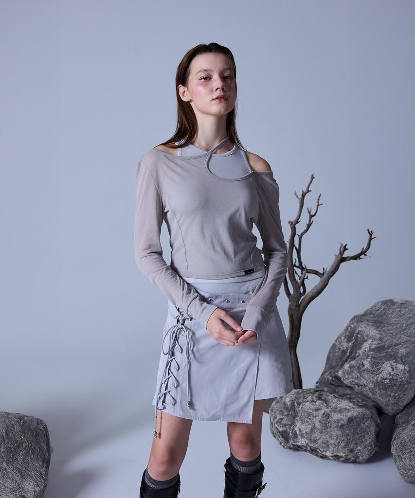 Sports Illustrated Belted Wrap Skirt (Grey)