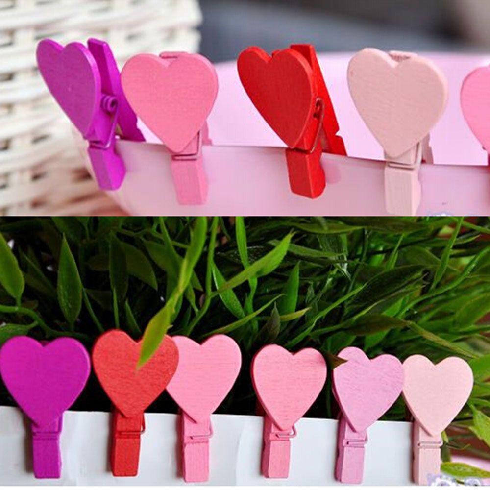 Fashion Amusing Heart Love Wooden Photo Paper Peg Pin Clothespin Craft Clips
