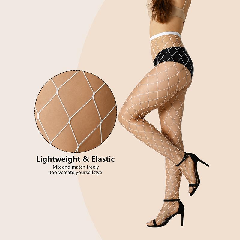 1 Pair Pantyhose Fishingnet Women'S High Waist Sexy Grid Fishnet Multiple Sizes Hollow Out Nylon Pantyhose Tights Party Dressing