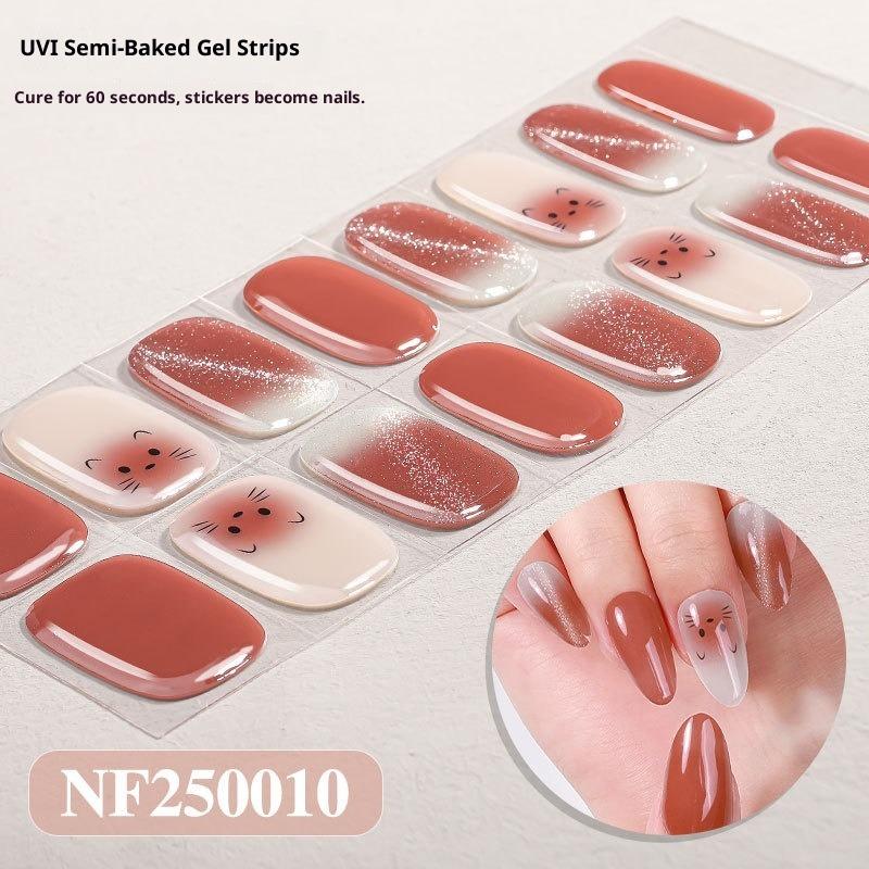 Új Csillámos Macskaszem Félig Kötött Gél Körömmatricák Gradiens Leopárdmintás Gél Körömművészeti Matricák