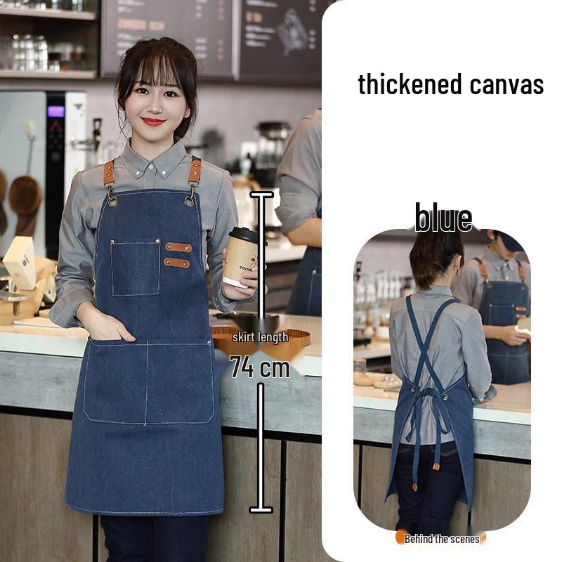 Thickened Canvas Apron for Kitchen, Gardening, Painting, Coffee Shop, Catering, and Cooking