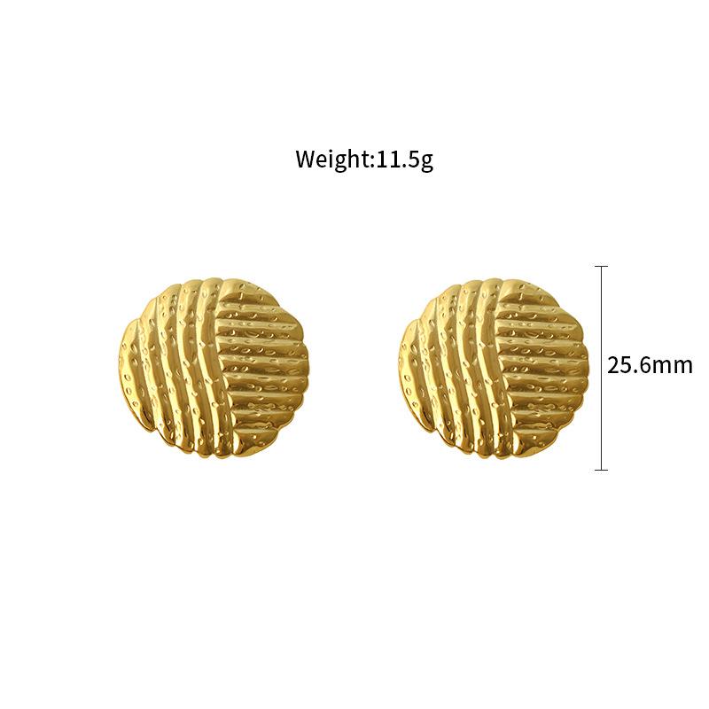 

French Style 316L Titanium Steel Earrings Girls Retro Texture Stud Earrings Fashion Earrings