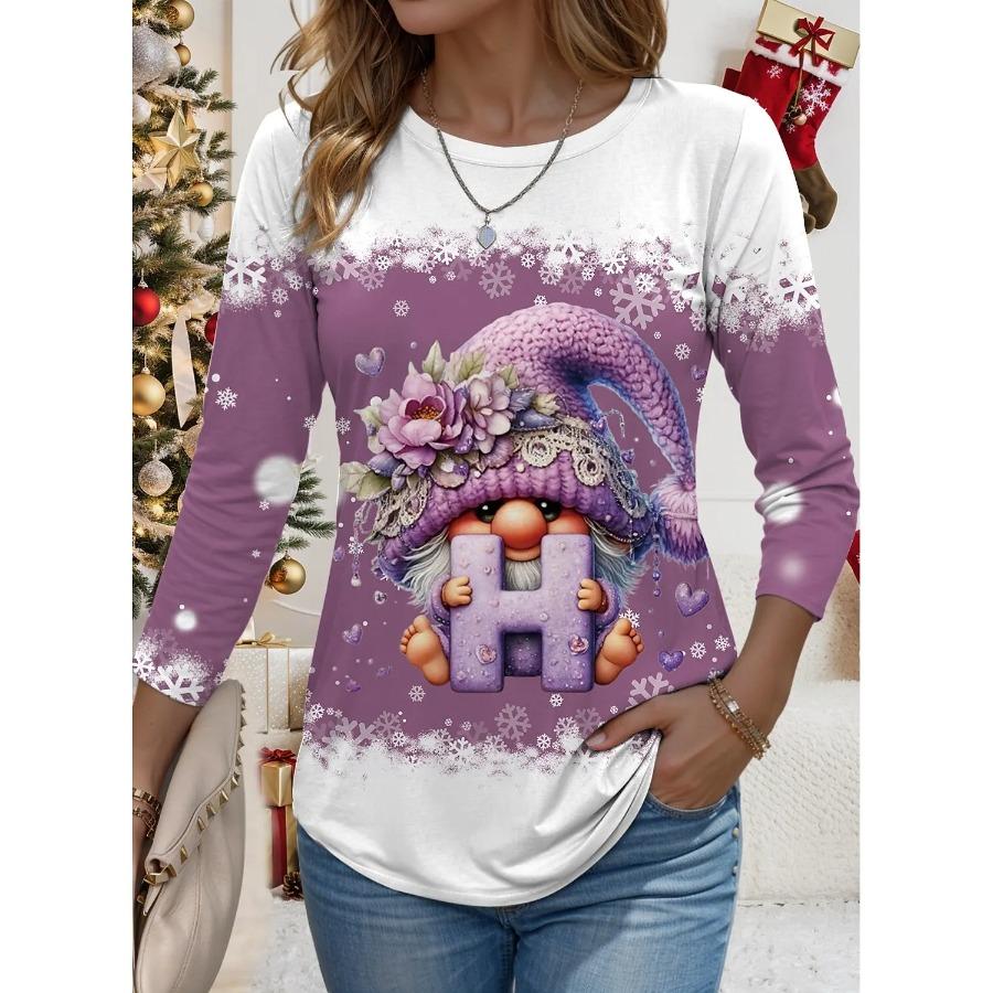 Women's Sweatshirt 3D Prints Christmas Theme Kawaii Graphics Long Sleeve T-shirt Casual Loose Fit O-Neck Tee Long Sleeve Tops