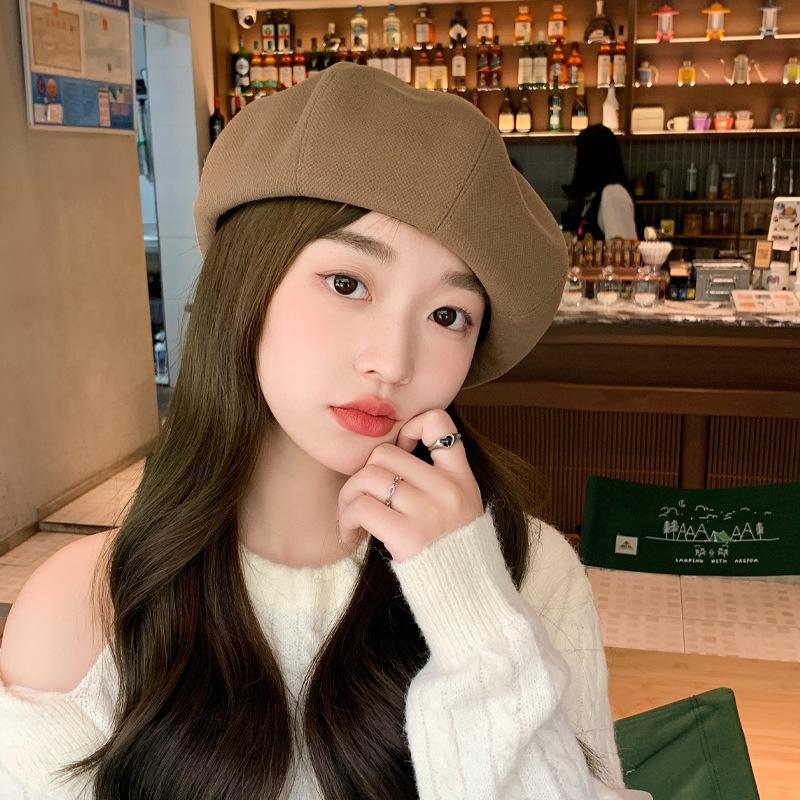 

Black Beret Women Spring and Autumn Ins Internet Celebrity Painter Hat Women Summer Face Small Octagonal Hat Big Head Circumference average size