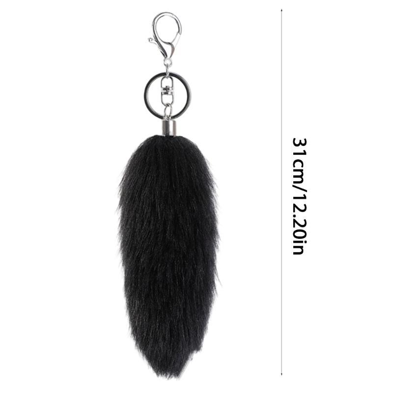16cm Foxes Tail Keychain Faux Furs Foxes Tail Keyring Soft Furry Bag Hangings Charm Pendant Key Handbag Pendant Accessorise