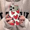 INS Fashion Heart Phone Case For iPhone 17 16 15 14 13 12 Pro Max Plus Electroplated Metal Shockproof Bumper Case Glass Back