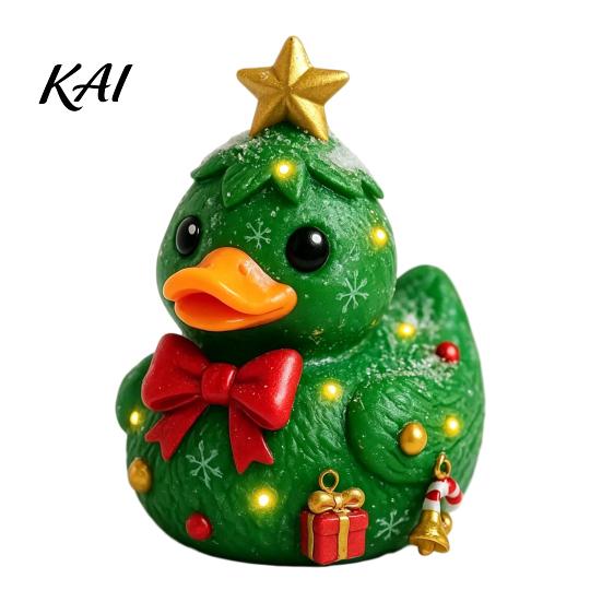 Cute Decorative Duck Figurines Christmas Figurine, Resin Sculpture for Holiday Home Decor, Party Table Centerpieces Desktop Ornaments with Festive
