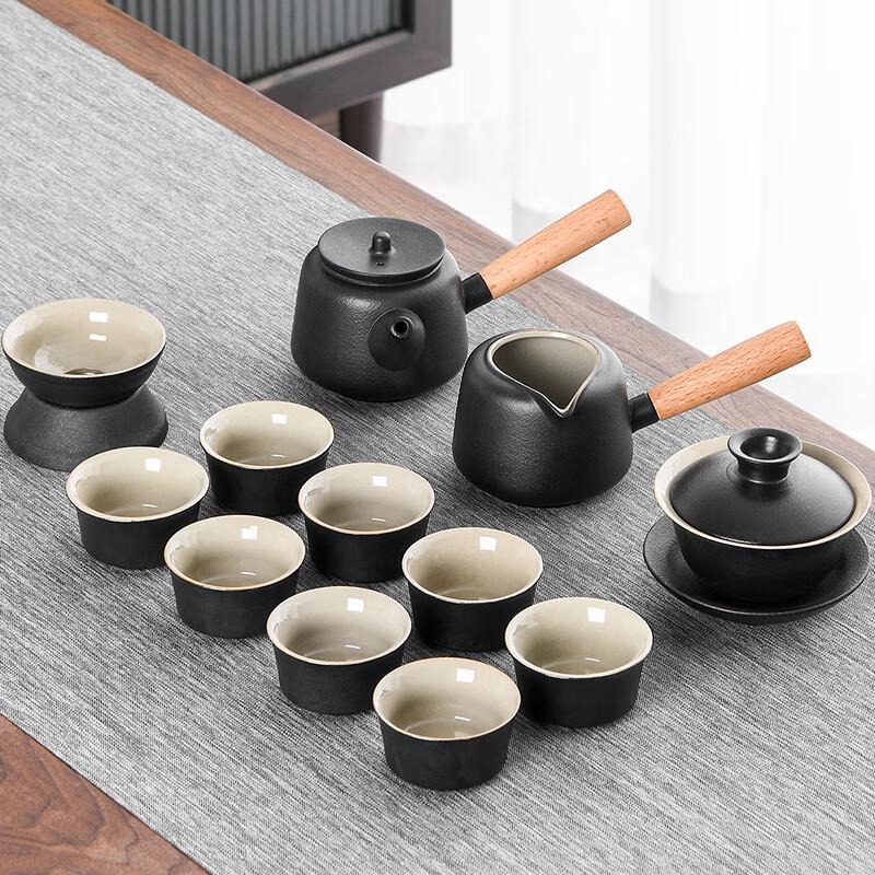 Lainuo Japanese Black Pottery Tea Set
