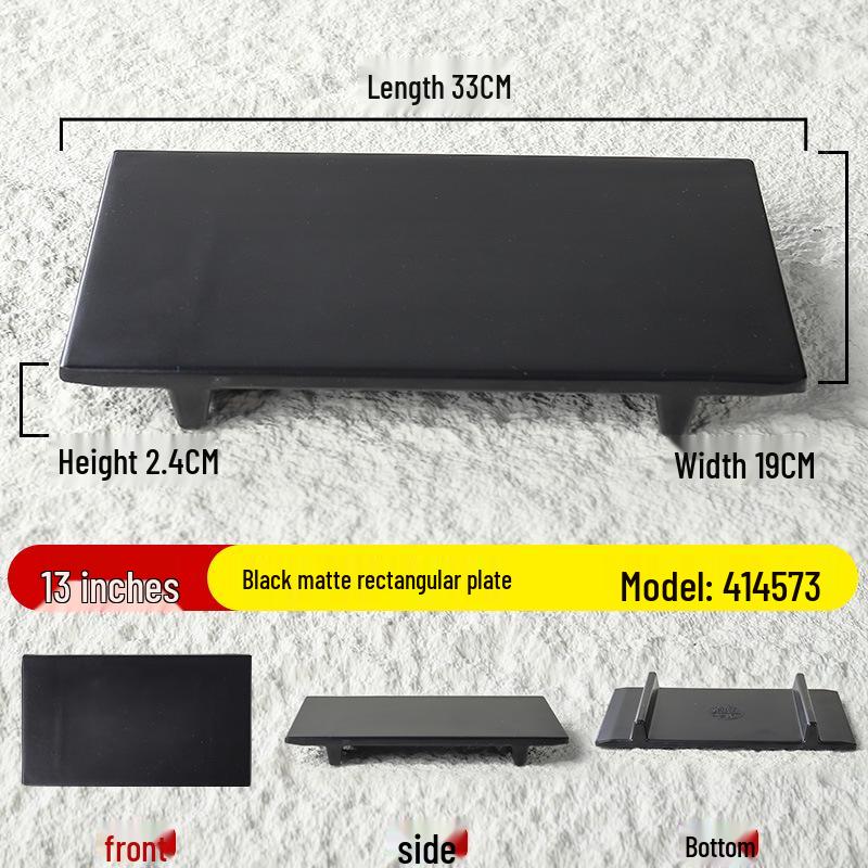 Black Matte Rectangular Japanese Sushi & BBQ Plate