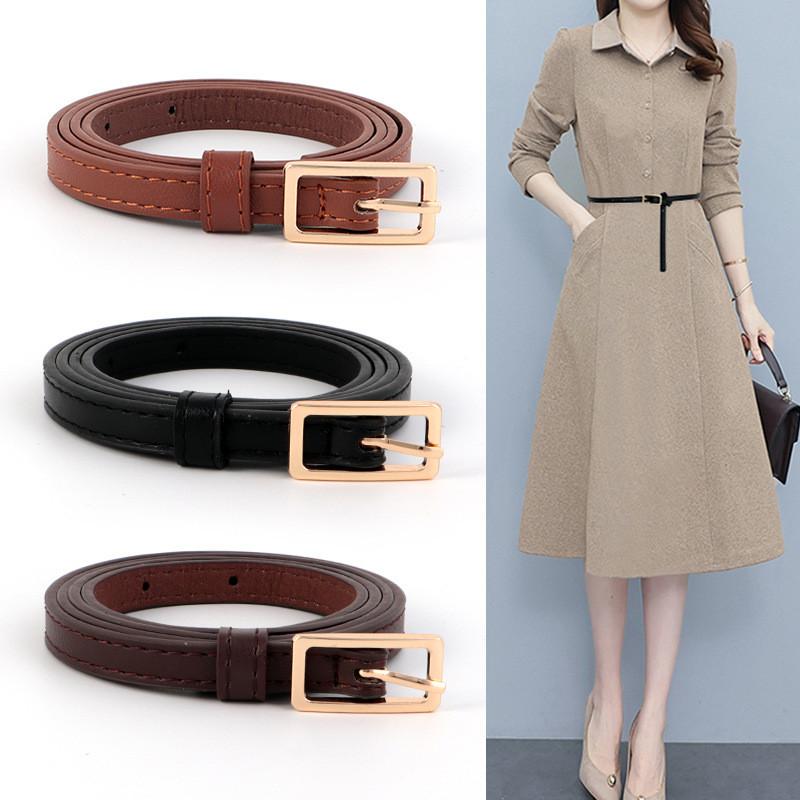 Minimalist Pu Leather Womens Thin Belt With Pin Buckle For Office And Casual Wear