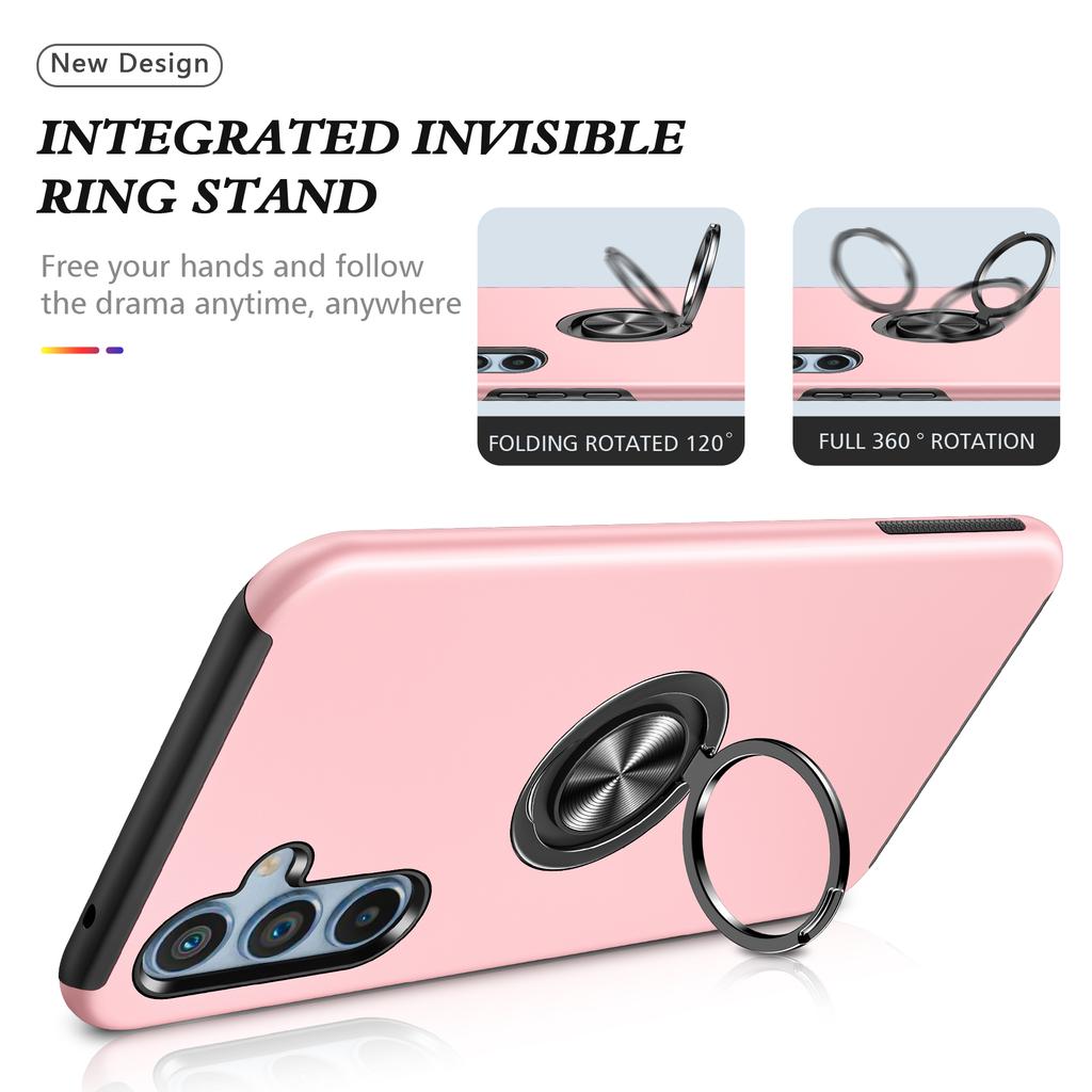 For Samsung Galaxy S24 FE Case PC+TPU Phone Cover with Rotatable Ring Holder