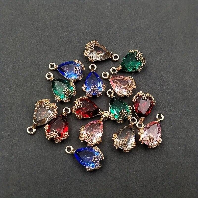 10pcs/bag Water Drop Pendant Crystal Beads Charms Faceted Teardrop Glass Diy Handmade Jewelry Necklace Earrings Accessories