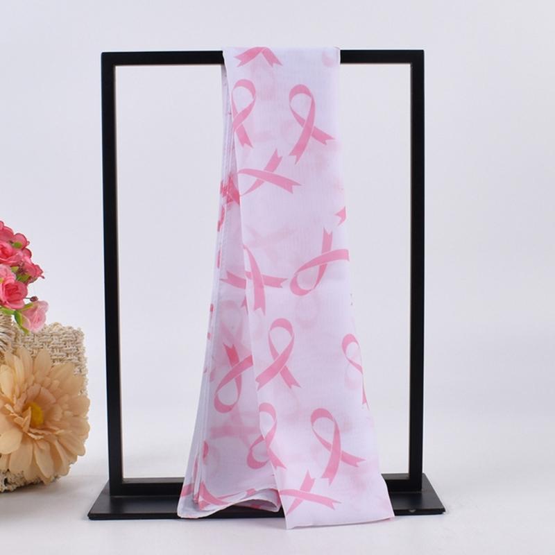 Classical Scarfs for Hot Summer Cool Neck Wrap Pink Ribbon Print Skin-friendly Scarves for Mother Sunproof Supplies