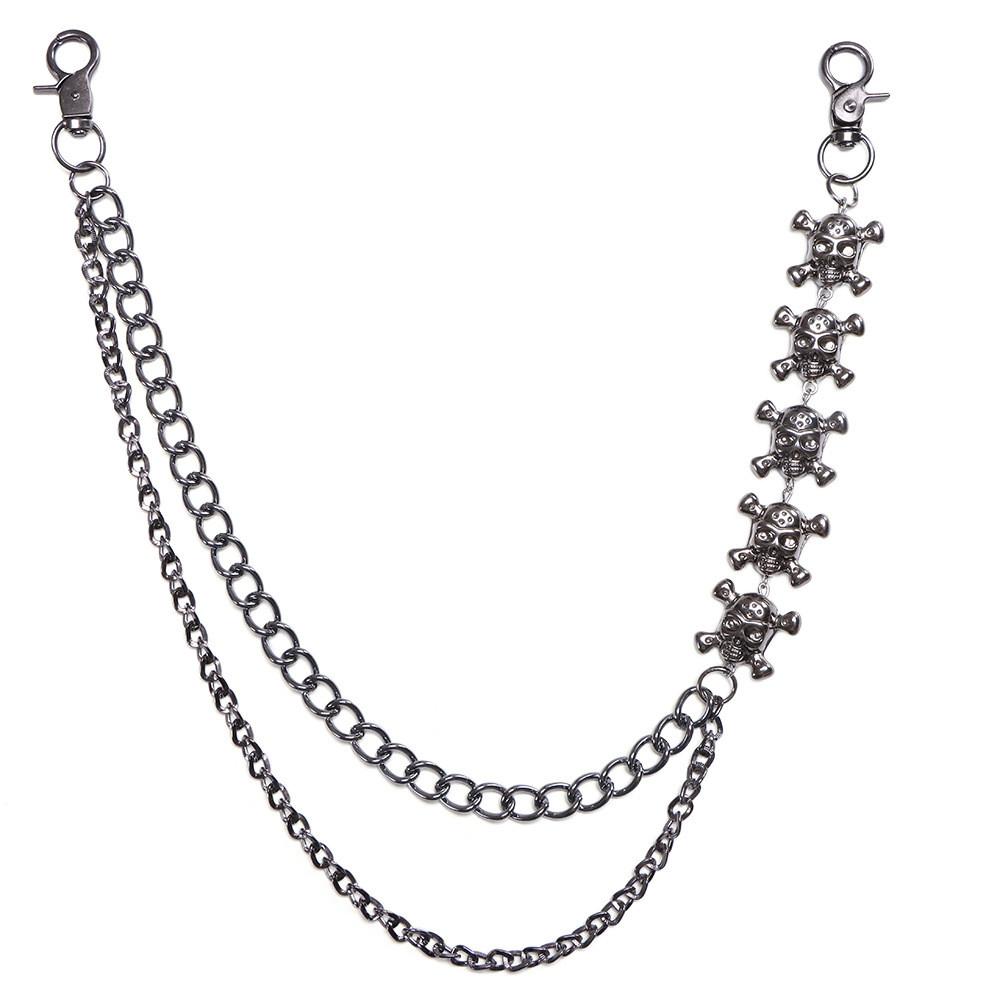 Gothic Skull Belt Chain Metal Hip Hop Double Layer Waist Accessory For Men Women