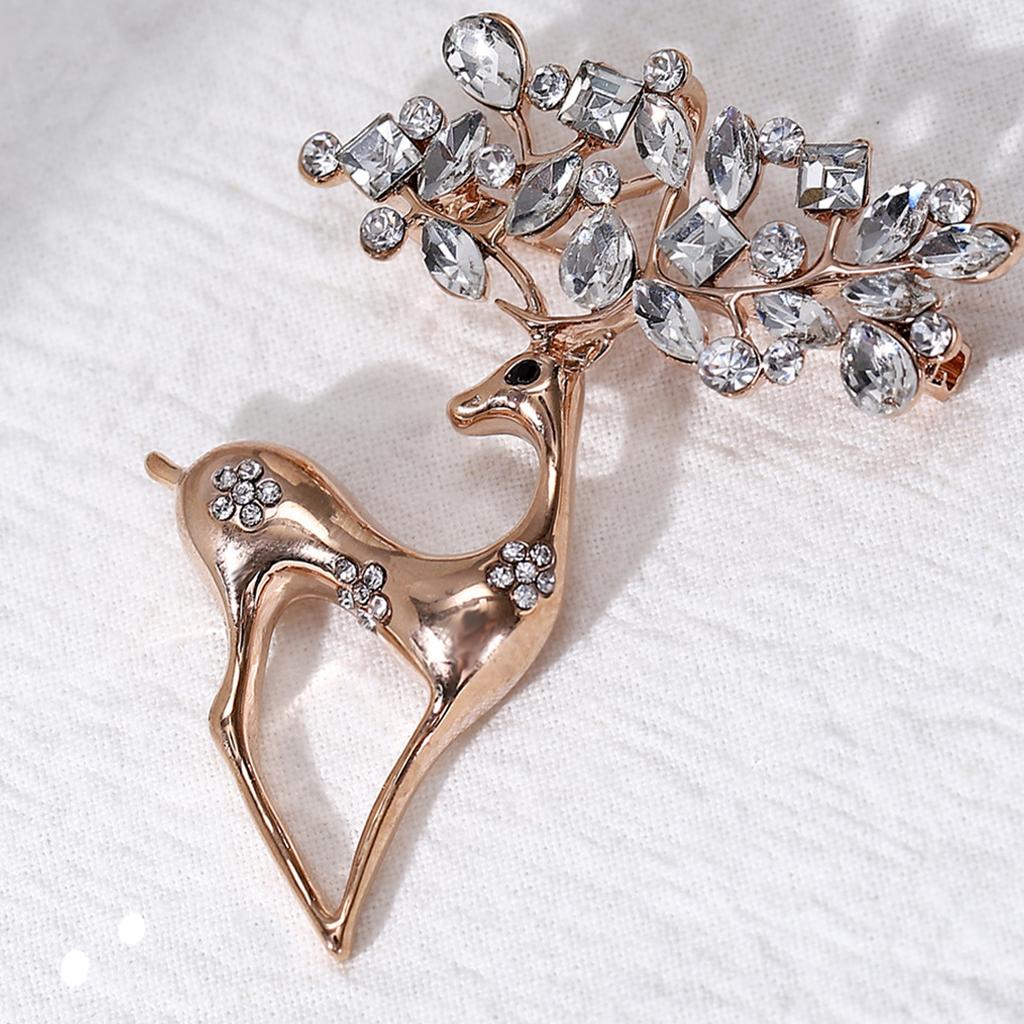 Christmas Crystal Brooch Brooch Atmospheric Clothing Accessories Animal Deer Creative Fashion Trendy Personality Pin