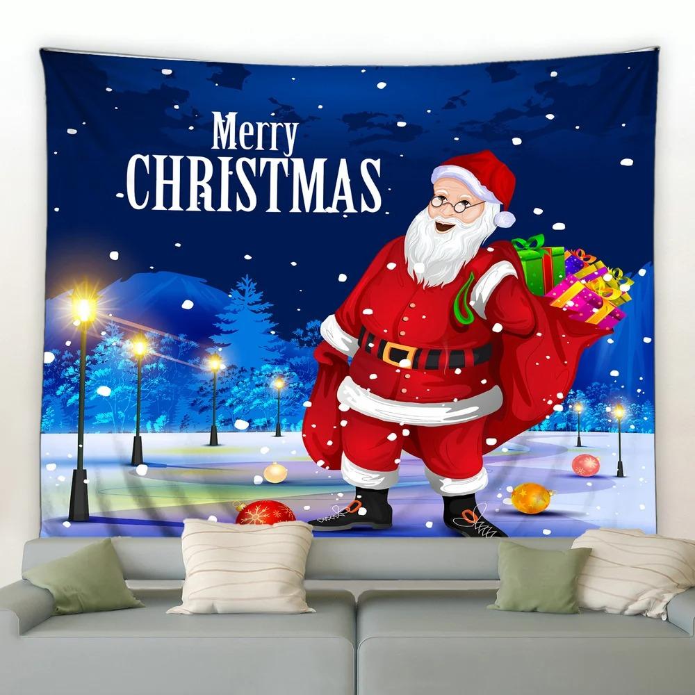 

Гобелен с рисунком Санта-Клауса для дома, спальни, гостиной, настенного украшения, рождественский гобелен 100x75cm