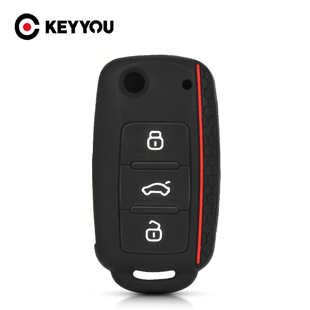 KEYYOU Silicone Remote Key Case Cover For Volkswagen For VW Bora Polo Tiguan Jetta Passat B5 B6 B7 Golf Beetle for Skoda Octavia