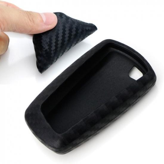 Carbon Fiber Finish Silicone Smart Key Fob Shell For BMW 1 2 3 4 5 6 7 X3 Series