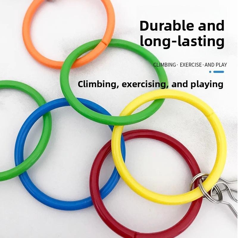 Parrot Swing Toy Bird Cage Toys with Bell Sound Colorful Climbing Ring for Lovebirds Color Ring Grinder Nibble Bird Toy Cage