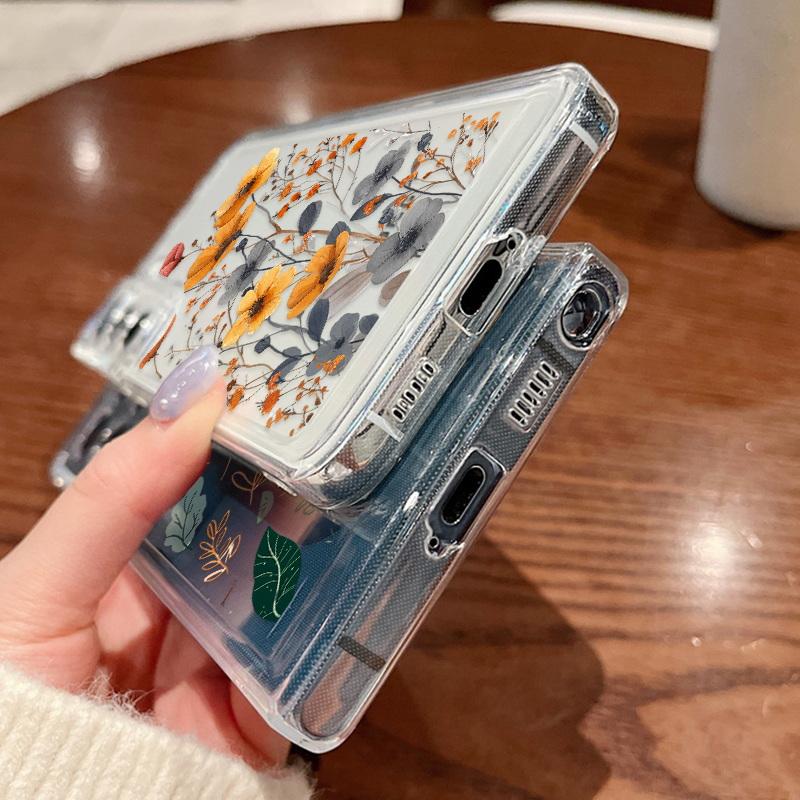 Luxury Flower Clear Silicone Phone Case For Samsung Galaxy S24 S23 S22 Ultra Plus A55 A54 A53 A35 A15 A25 S23 S21 FE Soft Cover