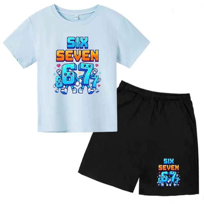 Boys and Girls Summer Fashion Set Cartoon Print T-Shirt and Shorts Casual Two-Piece Outfit 100