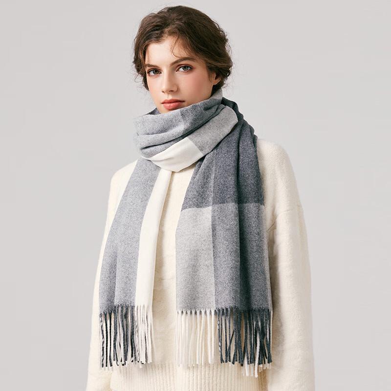 Liangsu Women s Plaid Wool Cashmere Scarf & Shawl