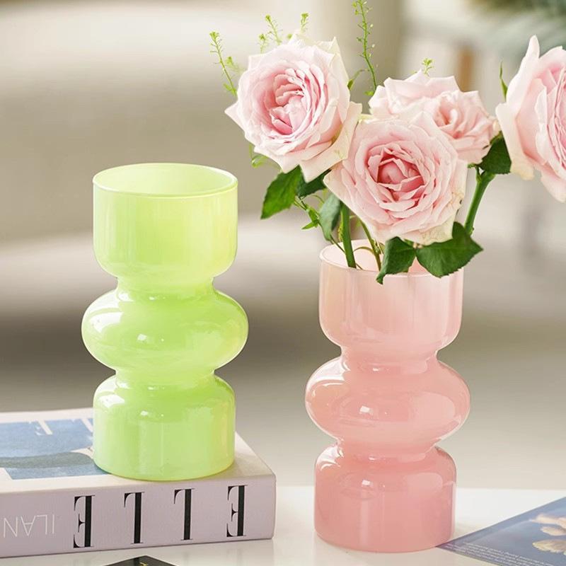 French Antique Glass Gourd Vase - Elegant Decor for Living Room Flower Arrangements