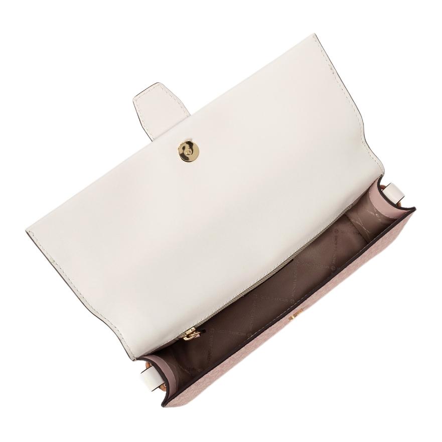 Michael Kors Greenwich Flap Magnetic Closure Adjustable Detachable Shoulder Strap Coated Canvas Shoulder Crossbody Handbag Medium 35F5GGRL2B-7183