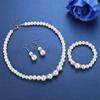 Fashion Pearl Beaded Chain Drop Earrings Women White Faux Pearl Necklace Bracelet Jewelry Set Gift for Sisters Friends