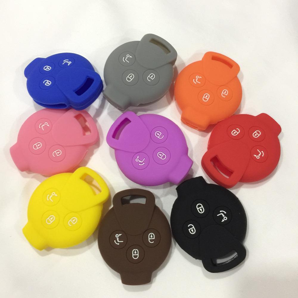 Silicone Rubber Car Key Cover Fit For Benz Smart K City Coupe Cabrio Roadster Fortwo Forfour 3 Button Remote Key