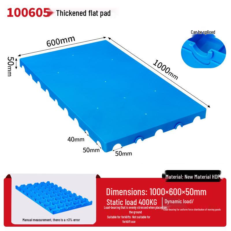 Warehouse Grid Plastic Pallet: Thickened Moisture-Proof Single-Sided Floor Mat for Logistics.