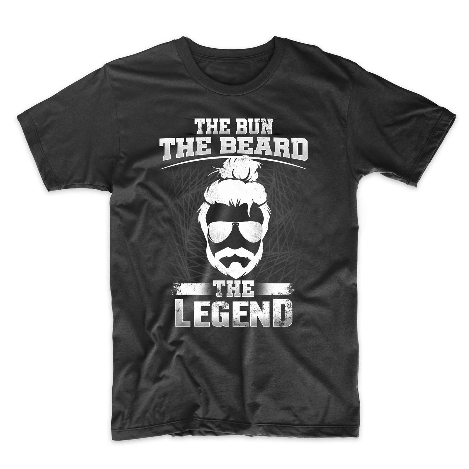 Man Bun Shirt - The Bun The Beard The Legend Funny Man Bun T-Shirt M