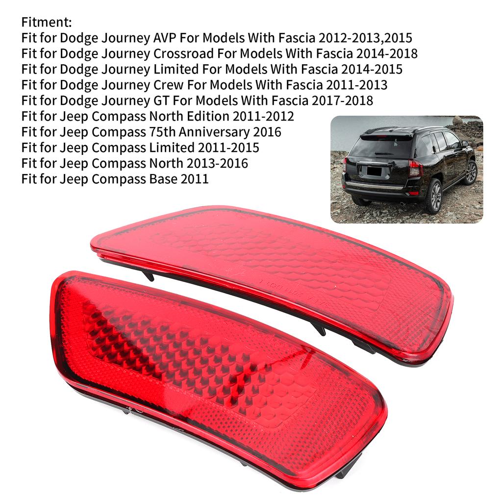 2Pc Car Rear Bumper Tail Parking Brake Light Warming Signal Reflector Lamp Cover No Bulb for Dodge Journey AVP/Crew/Crossroad/GT