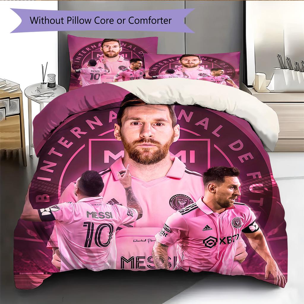 Set Copripiumino Trapuntato con Motivo Lionel Messi Decorazione per la Casa Regalo (1 * copripiumino + 2 * federe senza imbottitura)