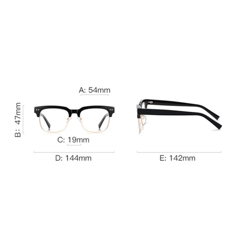 Rivet Frame Square Nearsighted Glasses For Men Blue Light Blocking Oversized Finished Glasses Nearsighted 0 -0.5 -0.75 To -6.0