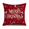 Red Christmas Print Pillow Cover Nordic Style Linen Print Holiday Decoration Living Room Sofa Cushion Cover Pillow
