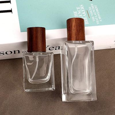 1 Stück 30 ml 25 ml Buchen- und Walnussholzkappe Tragbare High-End-Parfüm-Sprühflasche aus geteiltem Glas mit großer Kapazität als Ersatz